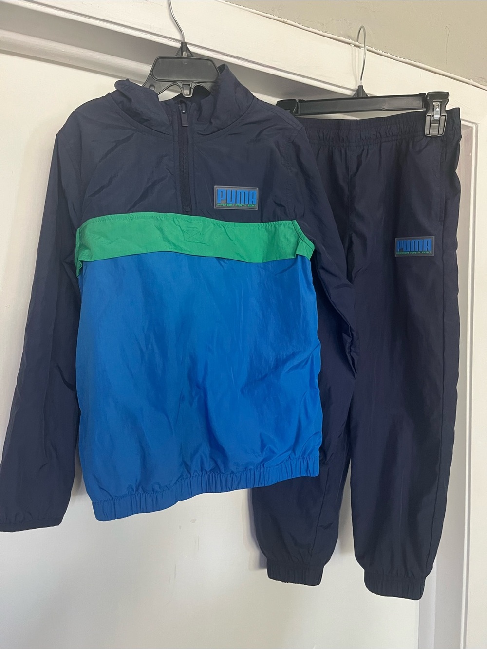 Puma Navy, Bright Blue & Green Athletic Windbreaker Set